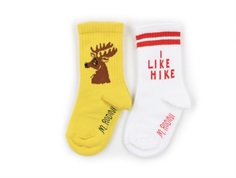 Mini Rodini socks hike deer yellow (2-pack)